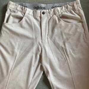 Adidas Golf Stretch Performance Pants 34x32 Beige Flat Front Athletic Fit